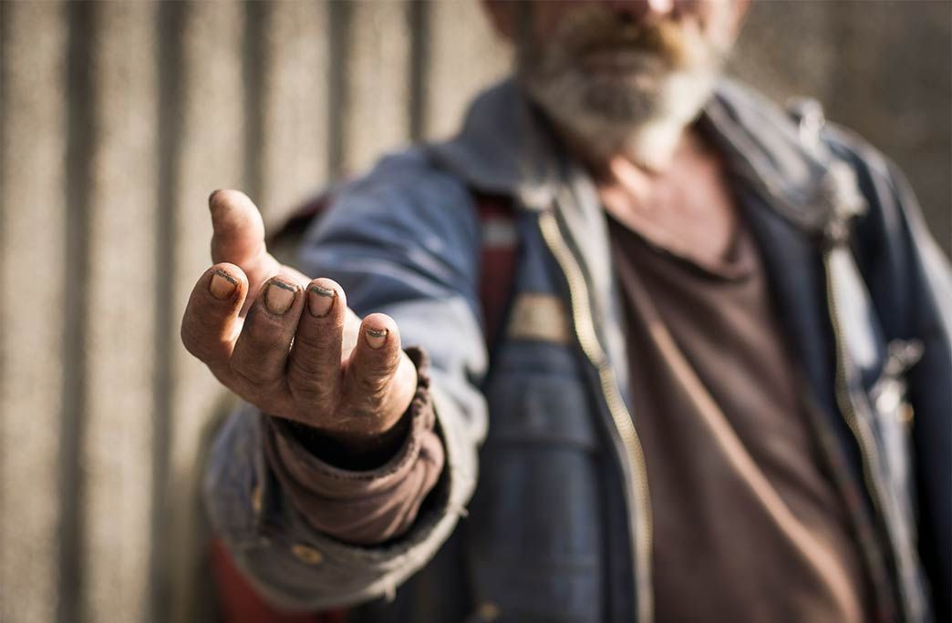 A person in need reaching out for help